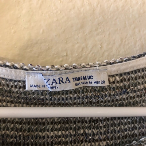 Zara Tweed Short Sleeve Top Medium - Picture 2 of 2